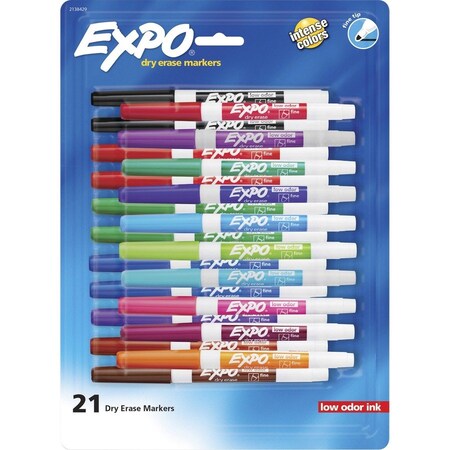 Dry-erase Markers, Fine Point, Nontoxic, 21/PK, Assorted PK